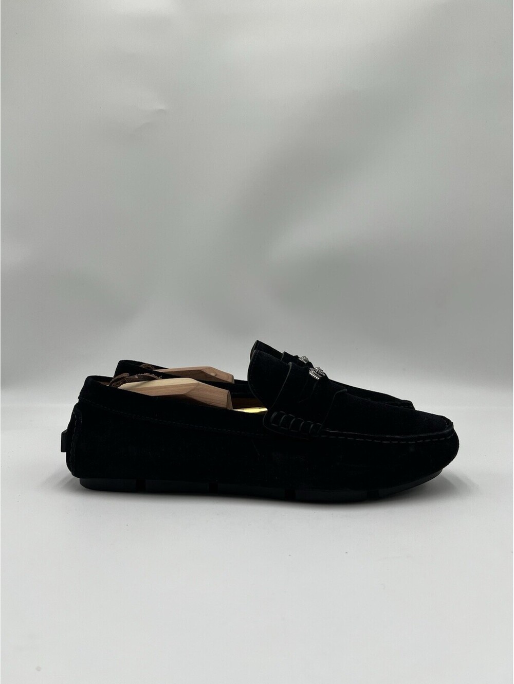 Men’s Versace Medusa driver loafers Black Suede Size 42